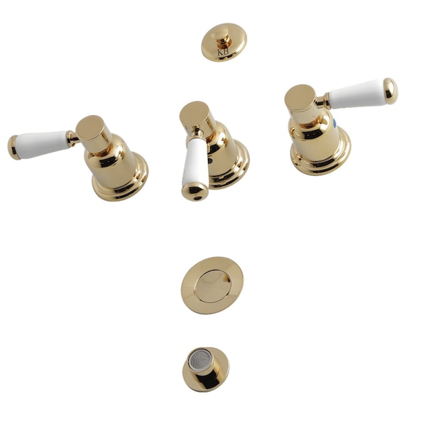 Kingston Brass Paris KB6322DPL 3-Handle Bidet Faucet, Polished Brass KB6322DPL - main